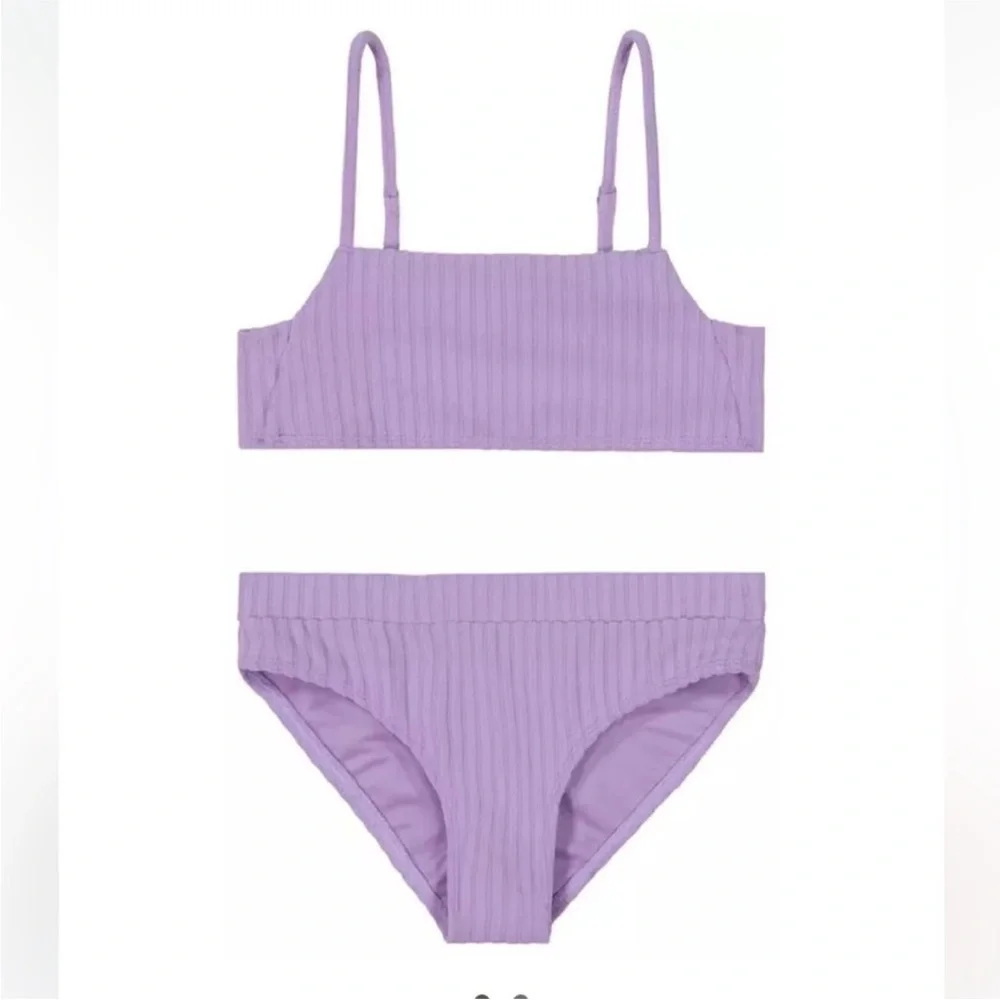 NWT Billabong Girls' Lilac UPF 50+ Quick Dry Two-Piece Bikini Swimsuit - 4